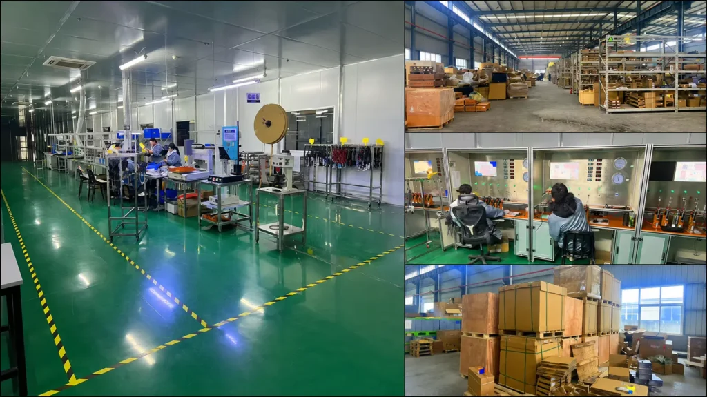 Excavator parts workshop, warehouse inventory and export packing