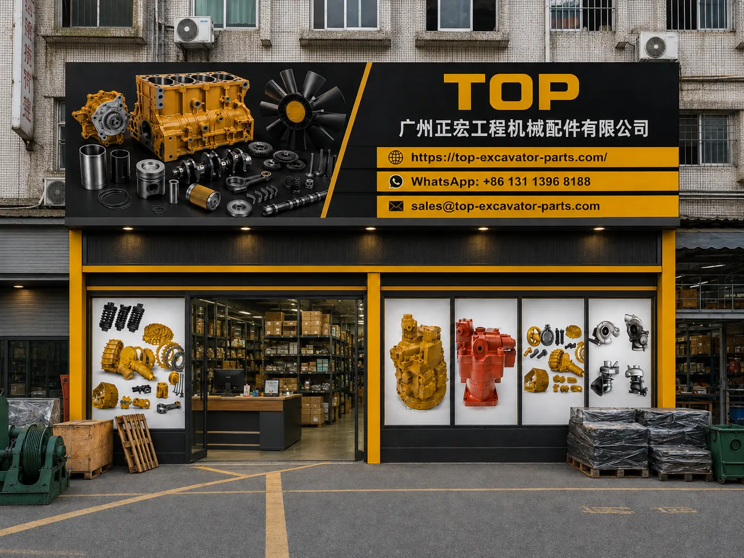 TOP Excavator Parts Guangzhou office and excavator parts supply center