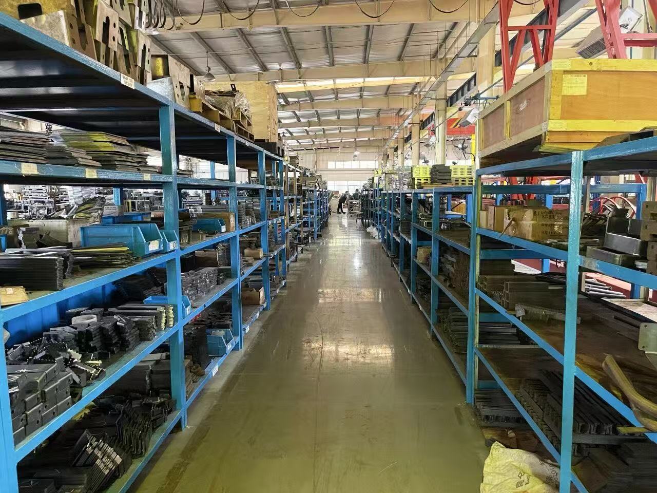 Wholesale excavator parts inventory stored on warehouse shelves