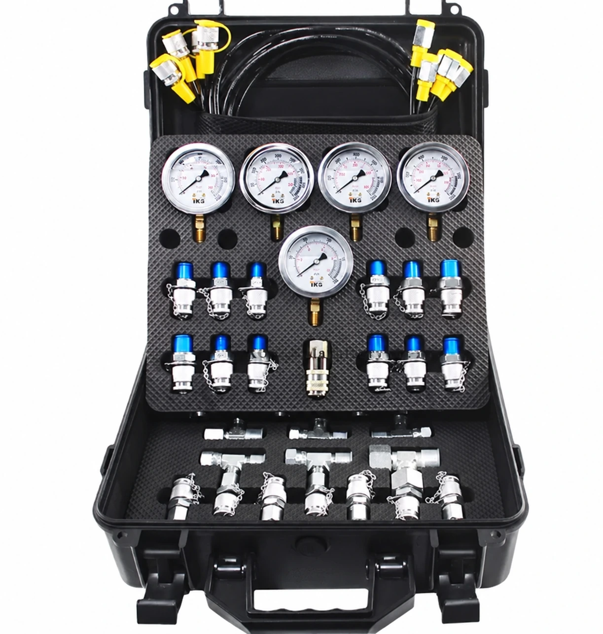 Hydraulic Pressure Test Kit 5 Pressure Gauges 13 Test Fittings 14 Tee Connectors 5